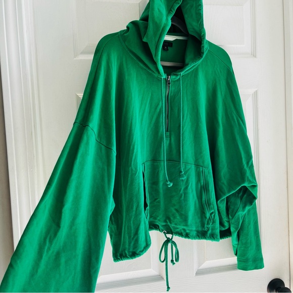 J. Crew Magic Rinse Cropped Vibrant Green Zip-Up Hoodie 3XL - Picture 9 of 11